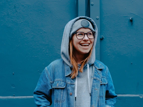 Teen in blue