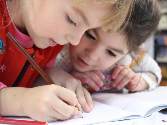 two children drawing