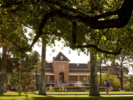 a front view of old main