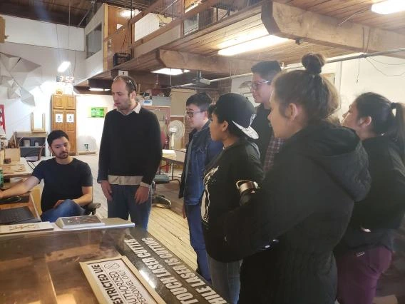 Students participating in the UA’s ASEMS program visit the Xerocraft Hackerspace in Tucson. 