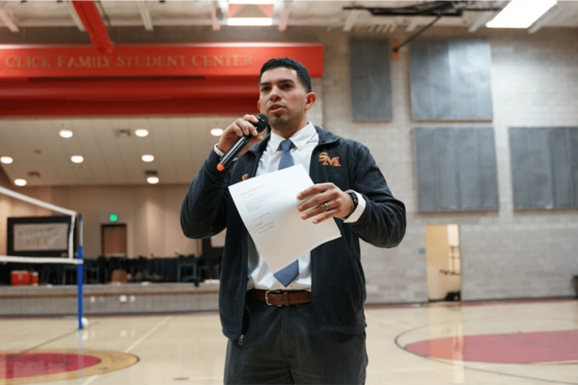 Ricardo Dominguez giving a speech