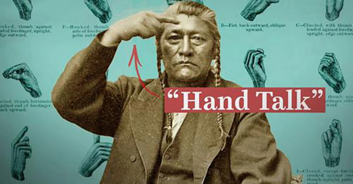 native american doing a hand signal