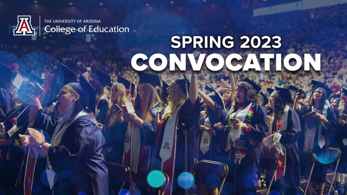 up close view of students in caps and gown cheering during convocation