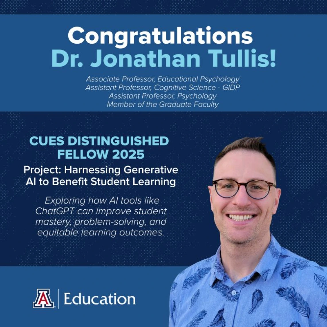 Congratulations Dr. Janathan Tullis CUES Distinguished Fellow for 2025